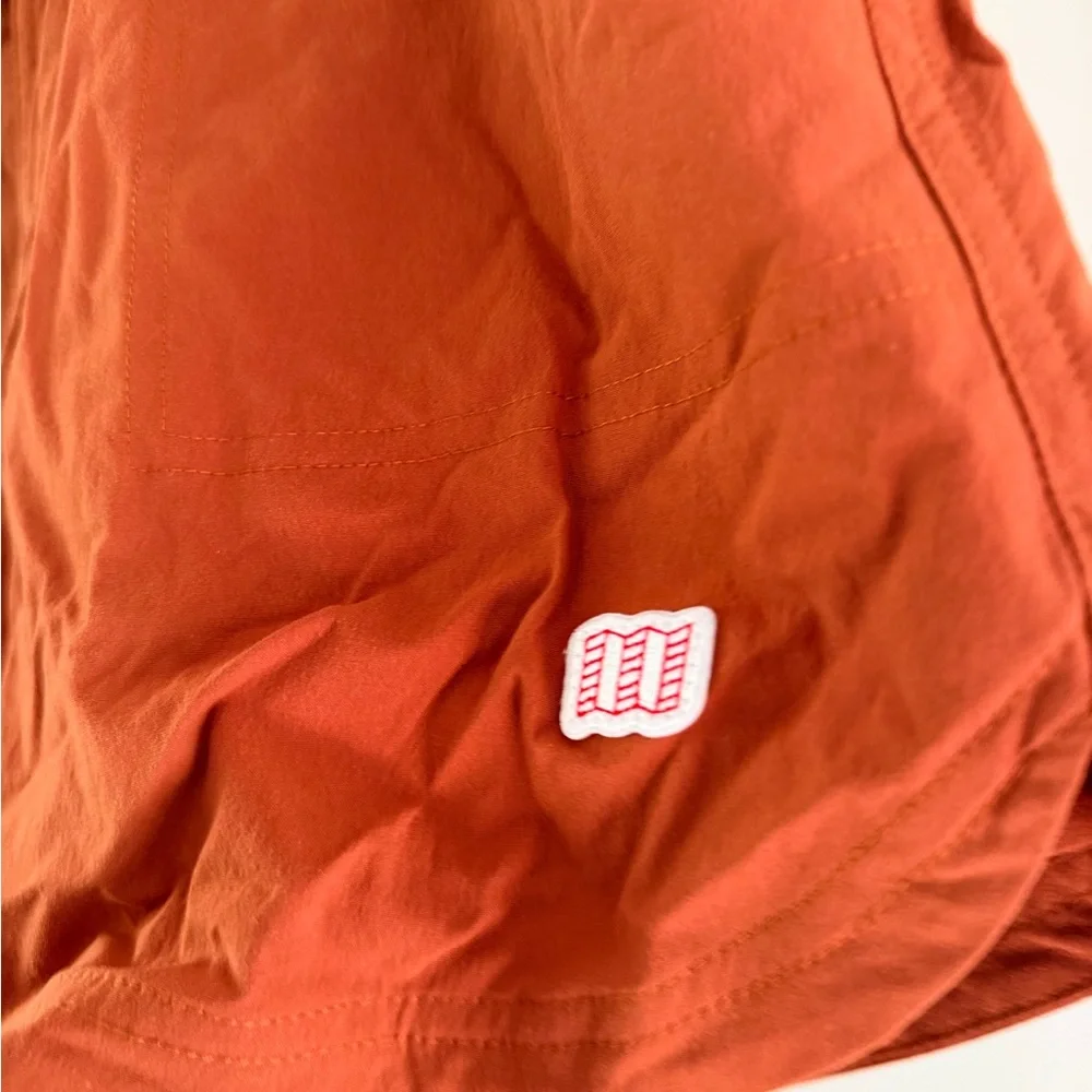 Topo Designs Rust Orange Athletic Shorts with Pink Belt